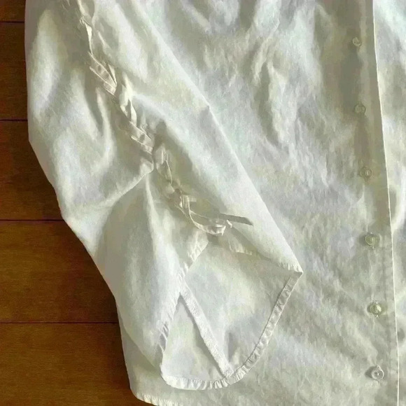 Anne Fontaine |  Classic white button down with woven sleeves size 44 - Picture 4 of 5